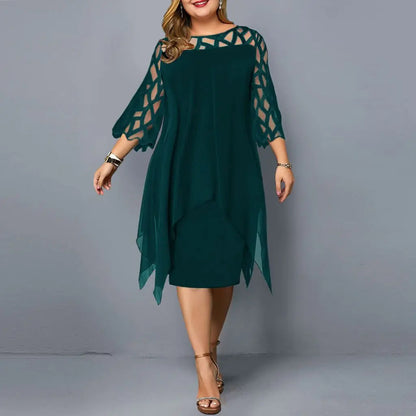 Fashion Chiffon Hollow Out Loose Casual Dress Women 2025 Summer Plus Size Women Clothing Ladies Dresses 4XL 5XL 6XL Robe Femme