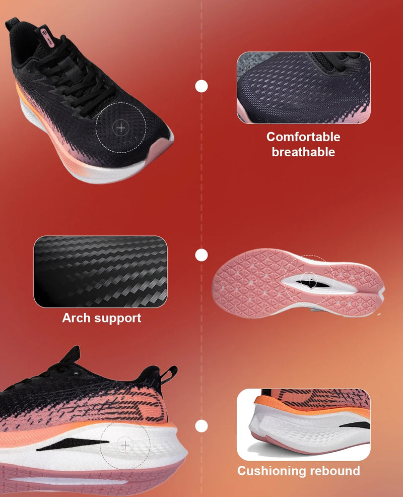 Baasploa Women Professional Running Shoes Outdoor Carbon Plate Non Slip Sports Shoes Female Casual Breathable Jogging Sneakers