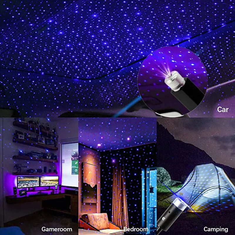 Car Roof Room Ceiling Decor Plug and Play Car Romantic LED Starry Sky Night Light 5V USB Powered Galaxy Star Projector Lamp