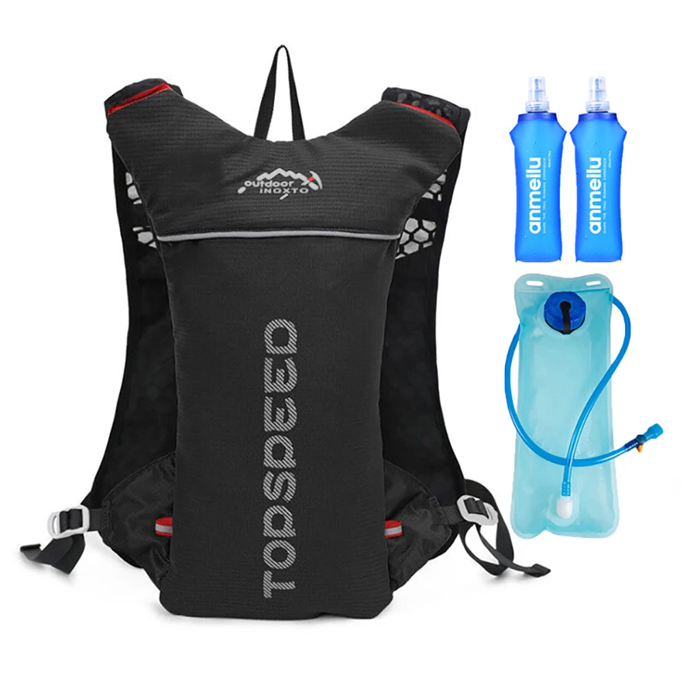 Mochila ultraligera de 5 l para correr en senderos al aire libre, chaleco de hidratación para correr, bolsa transpirable para ciclismo de maratón, botella de agua de 500 ml.