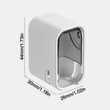 Suporte portátil para escova de dentes à prova de poeira com tampa basculante, fixação na parede e estojo de armazenamento.