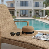 High Quality Flat Top Boater Sun Hat Straw Hat For Men & Women Summer Travel & Beach With Wide Brim UV Protection