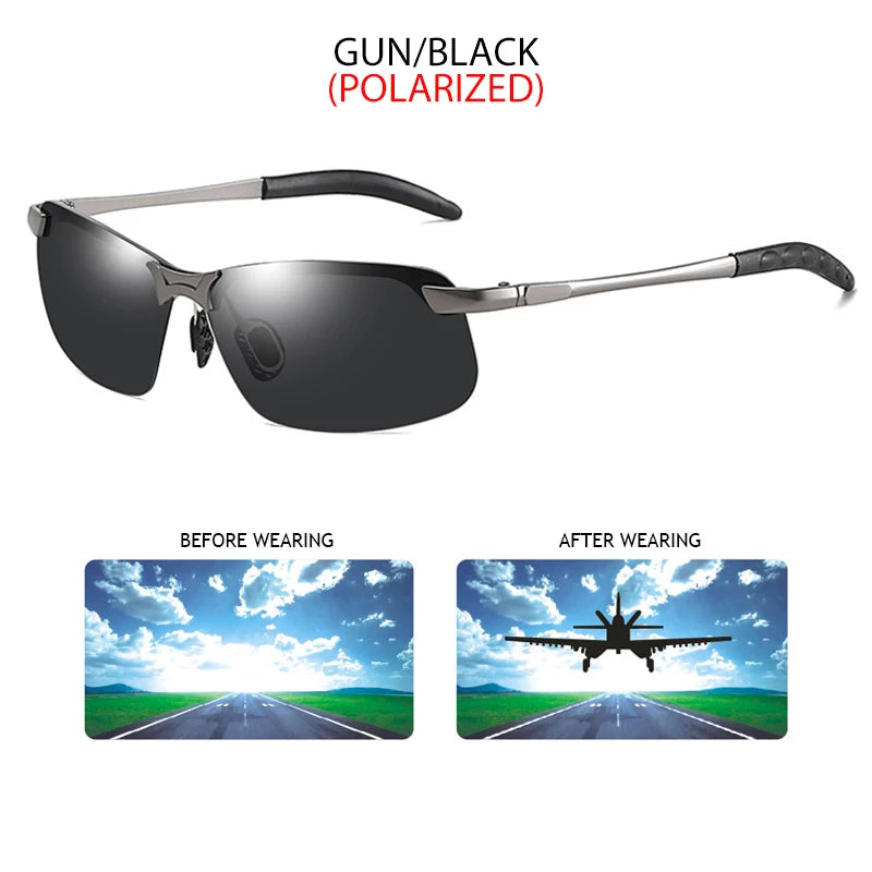 Fashion Half Frame Photochromic Sunglasses Men Women Classic Chamelon Polarized Sun Glasses Male Vintage Fishing Driving Shades