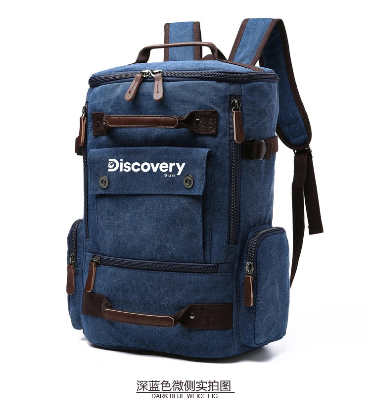 Mochila de lona multifuncional DISCOVERY-SUN, mochila informal para senderismo, mochila escolar para deportes al aire libre, mochila de viaje de gran capacidad.
