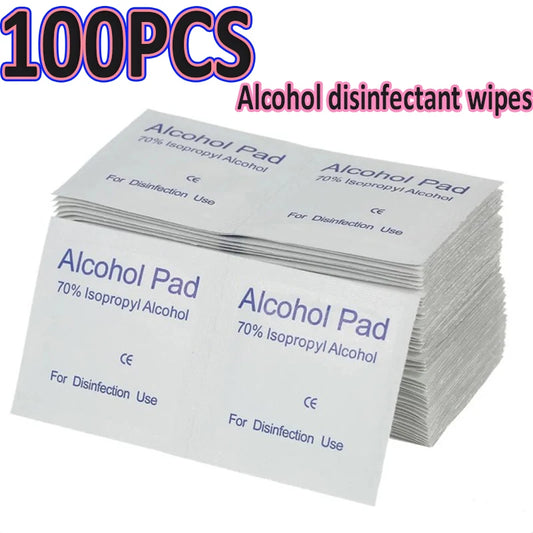 100 toallitas de algodón desechables con alcohol al 75% para desinfección de cristales de coche, limpieza de cristales y pantallas. 