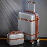 Rolling Luggage Set Women's Fashion Combination Lock Travel Suitcase Set Universal Cosmetic Bag Retro 2-Piece Trolley Luggage Set