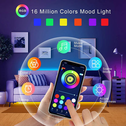Tira de luces LED RGB con control remoto, lámpara de cinta flexible, sincronización de música, USB, 5 V, para sala de estar, fiesta, TV, mesa, decoración de dormitorio 