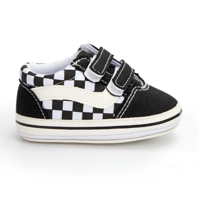 Zapatos Meckior para bebé niño y niña, zapatillas de lona con suela de goma antideslizante y diseño de rayas a cuadros, para primeros pasos, zapatos casuales unisex para bebé.