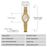 Relogio feminino oval dourado berny de luxo quartzo a prova de agua