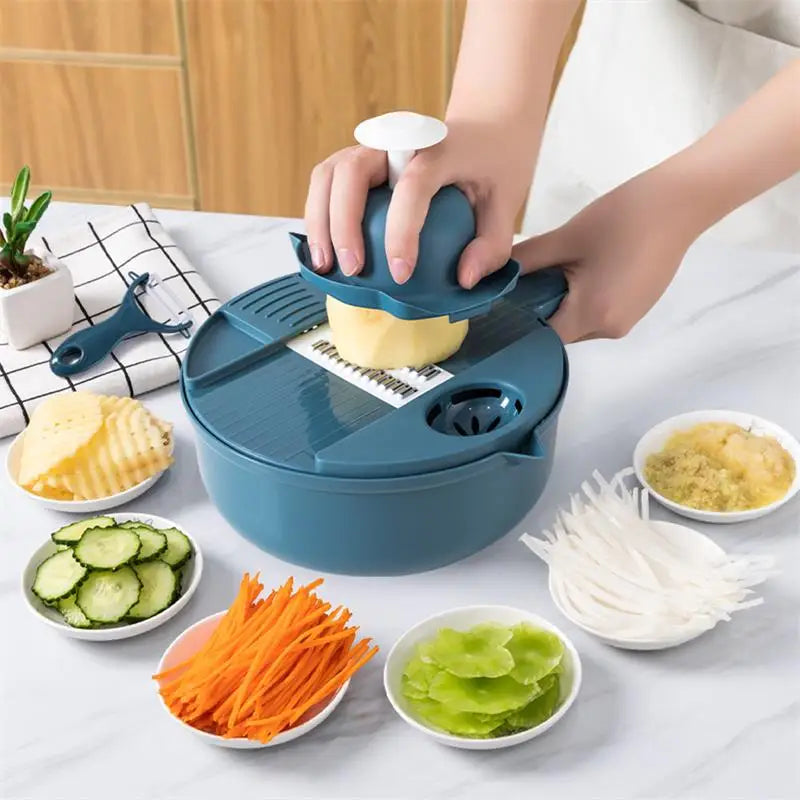 12PCS New Kitchen Multi-functional Nine-in-one Vegetable Cutter Grater Potato Radish Shredder Vegetable Cutter Salad Utensils