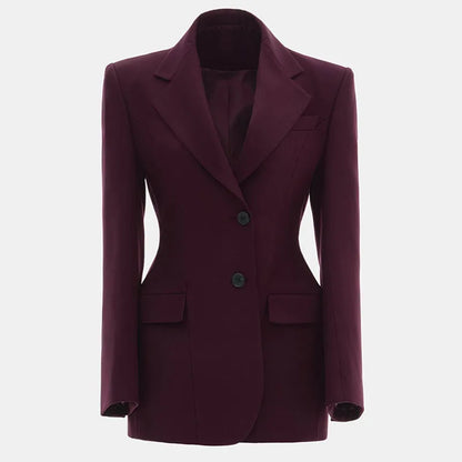 Elegant Black Women's Blazer Coat Slim Single Breasted Long Sleeve Lapel Female Coats 2025 Sping Fashion Terse Lady Outwear