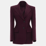 Elegant Black Women's Blazer Coat Slim Single Breasted Long Sleeve Lapel Female Coats 2025 Spring Fashion Simple Lady Outwear