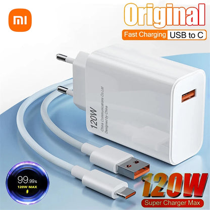 Original  Xiaomi 120W Turbo Fast Charger With EU/US Adapter And USB Type C Cable