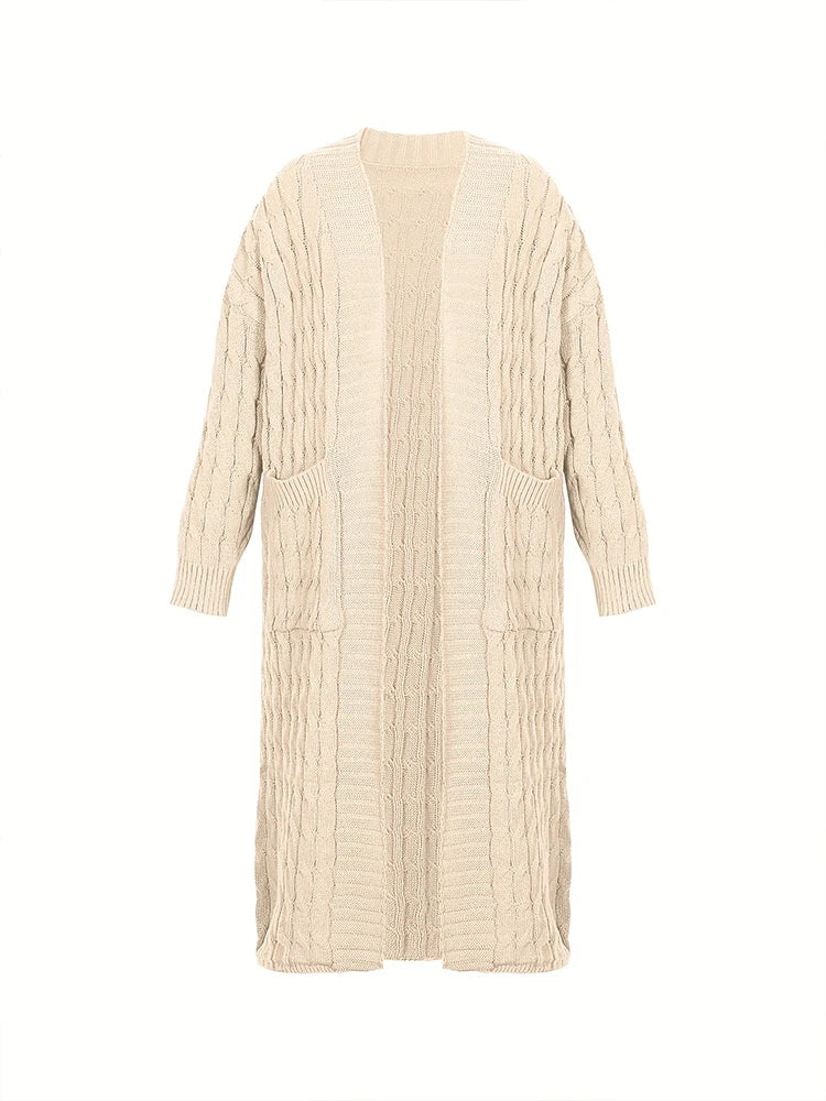 Plus Size Women's Sweater Fashion Casual Cardigan Solid Colour Knitted Sweater Cardigan with Pocket Autumn and Winter Best