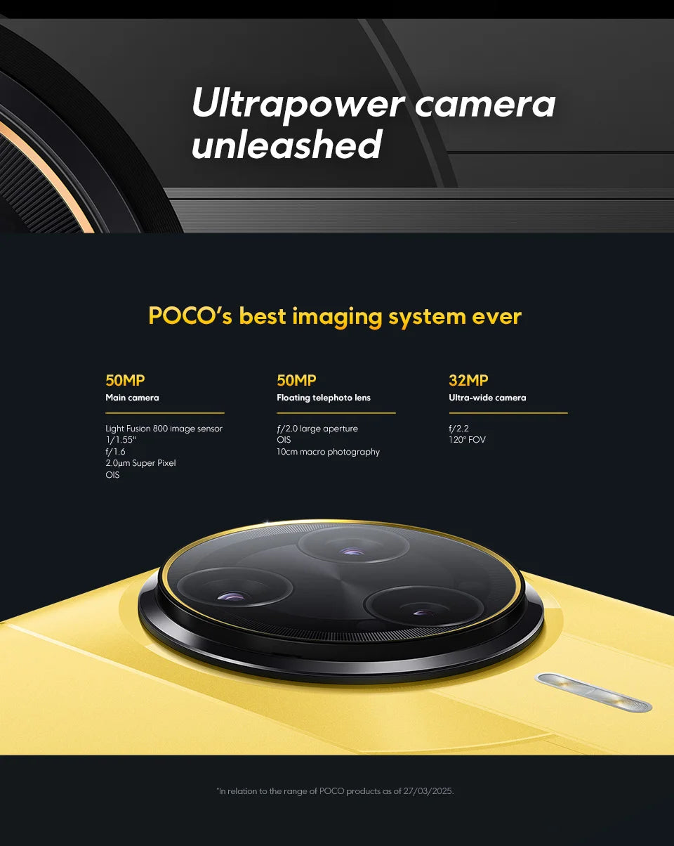 New POCO F7 Ultra Global Version Smartphone Snapdragon®8 Elite 50 MP triple camera with 6.67 "120Hz OIS and 120 W NFC power