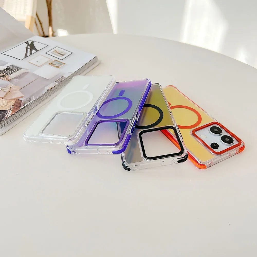 Luxury Glitter Laser Gradient Colorful Magnetic for Magsafe Case for Xiaomi 14T Pro Wireless Charge Shockproof Cover