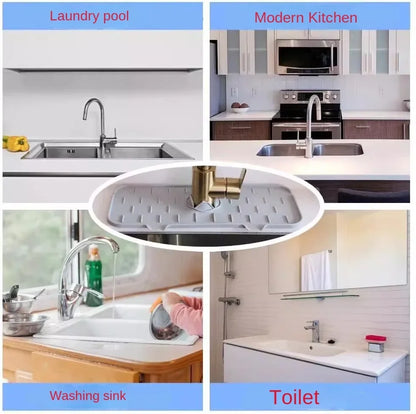 Faucet Absorbent Pad Silicone Kitchen Sink Splash Guard Drain Pad Splash Catching Pad Countertop Protector Kitchen Gadgets For