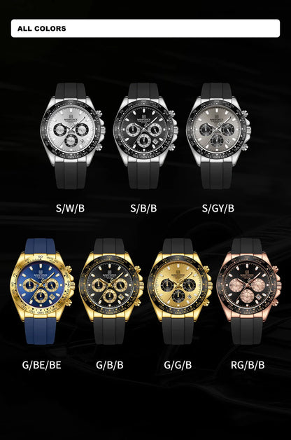 NAVIFORCE Reloj de lujo para hombre, deportivo, resistente al agua, de cuarzo, con correa de silicona, cronógrafo, luminoso, de pulsera, masculino