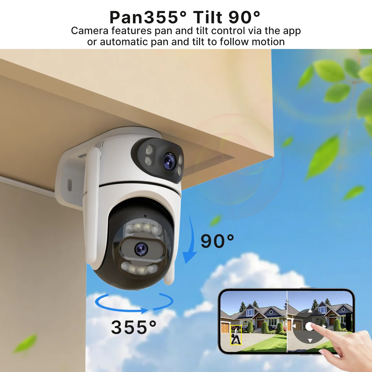 WONSDAR 2pcs Outdoor WIFI IP Camera Smart Home Security Protection PTZ Camera AI Auto Tracking Night Vision Surveillance iCsee