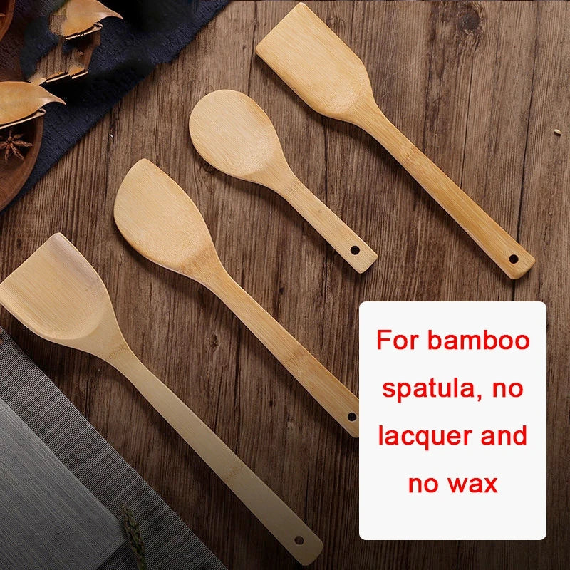 Espátula antiadherente para sartén de bambú natural, cuchara, utensilios de cocina, pala para wok, accesorios de cocina