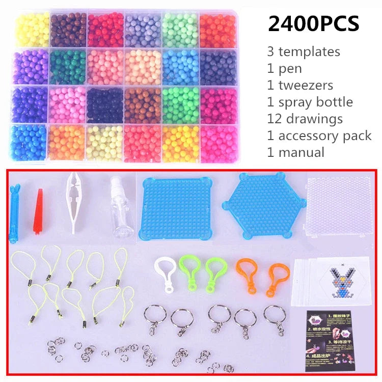 DIY Water Spray Magic Sticky Beads Toy Set Children's Handmade Puzzle Craft Kit Sensory Crystal Beads Kids Art Educational Gifts
