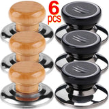 Universal Pot Lid Knobs Caps Wooden Heat-Resistant Cooking Pan Lid Covers Replacement Lifting Handle Kitchen Cookware Handgrip