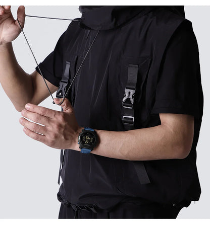 NAVIFORCE - Reloj de pulsera digital LCD para hombre, deportivo, resistente al agua hasta 50 m, con correa de silicona, informal, electrónico