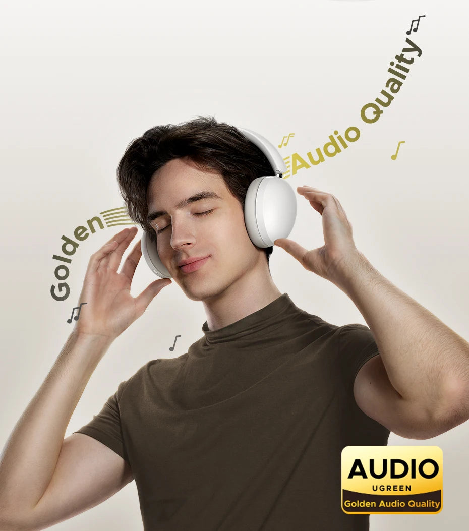 UGREEN Wireless Bluetooth Headphones, 80H Playtime, HiFi Stereo Over-Ear Headphones with Microphone, Bluetooth 5.4
