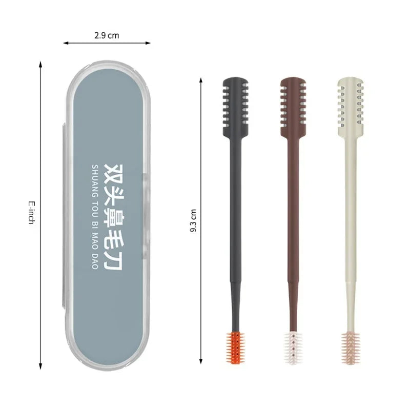 3pcs Portable Manual Nose Hair Trimmer Washable For Men And Women With Storage Box Waterproof Double Head Nose Hair Removal