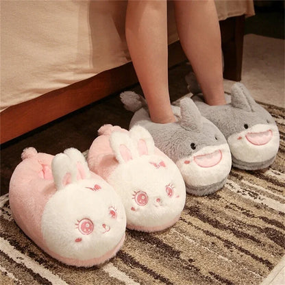 Comemore 2023 White Warm Adult Lady Plush Head Indoor Floor Women Fun Slipper Rabbit Cute New Home Slippers Cartoon Bee Design