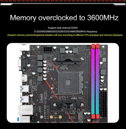 JGINYUE AM4 Motherboard supports AMD Ryzen R3 5 7 1/2/3/4/5th CPU processors DDR4 dual channel Memory RAM M-ATX A520M-H