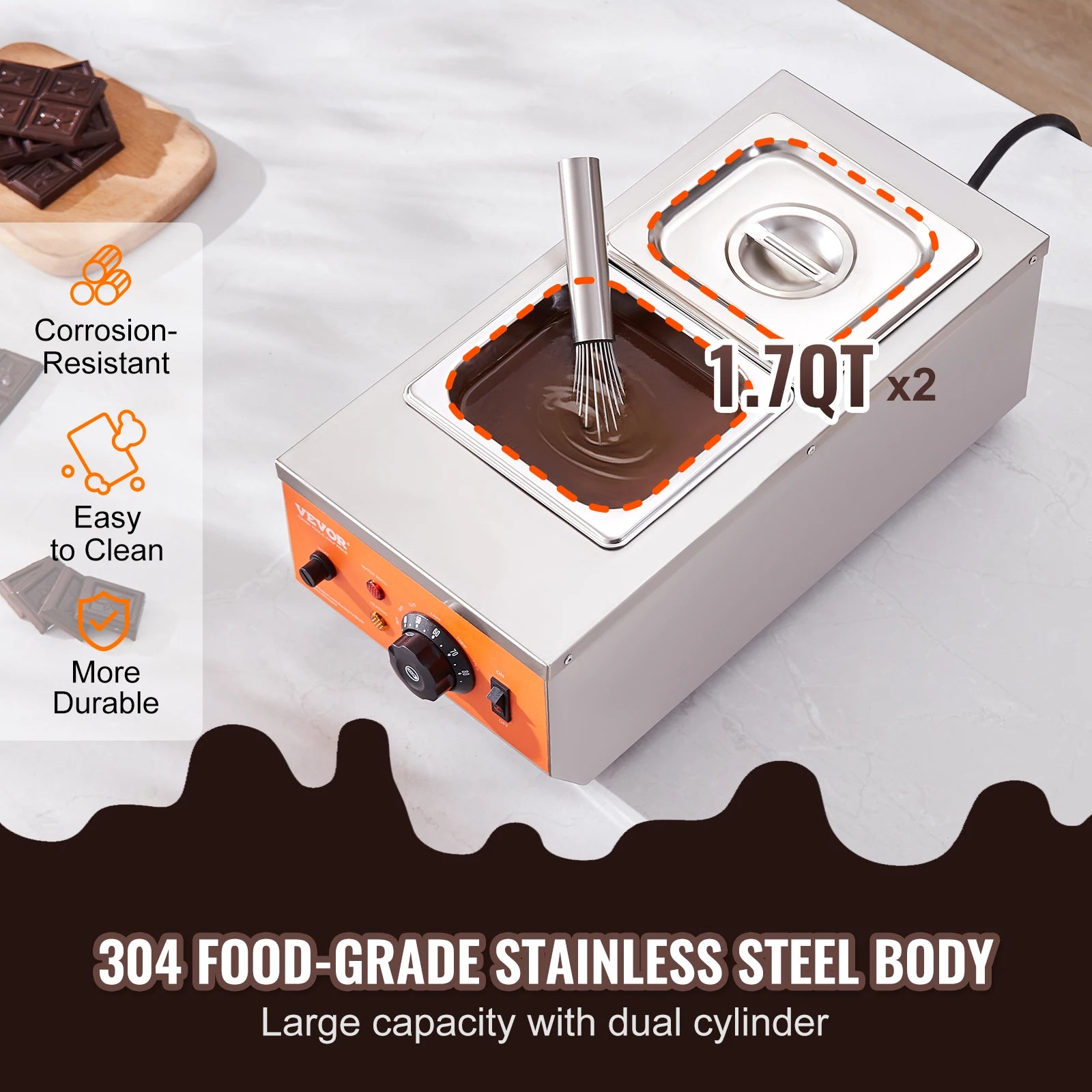 SucceBuy 2 3 Tanks Electric Chocolate Tempering Machine Chocolate cascade Melting Pot for Kitchen home appliance