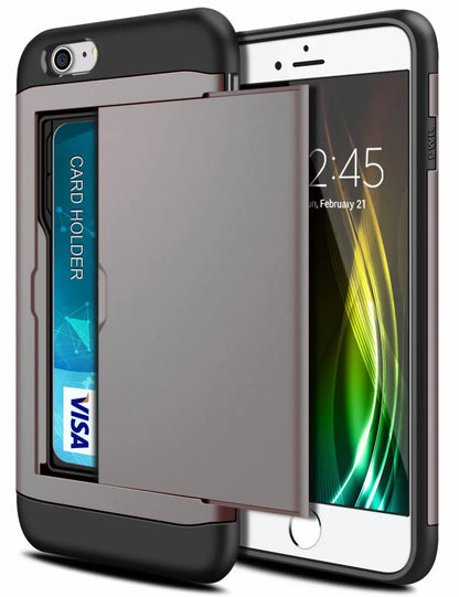 Funda para iPhone SE 2022 2020 con puerta corredera, bolsillo oculto, ranuras para tarjetas, antiarañazos, para iPhone SE3 SE2 SE