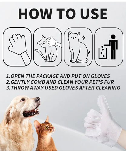 6pcs/bag Pet wash free gloves cats dogs bathing cleaning dry cleaning wipes gloves deodorizing wipes pet products