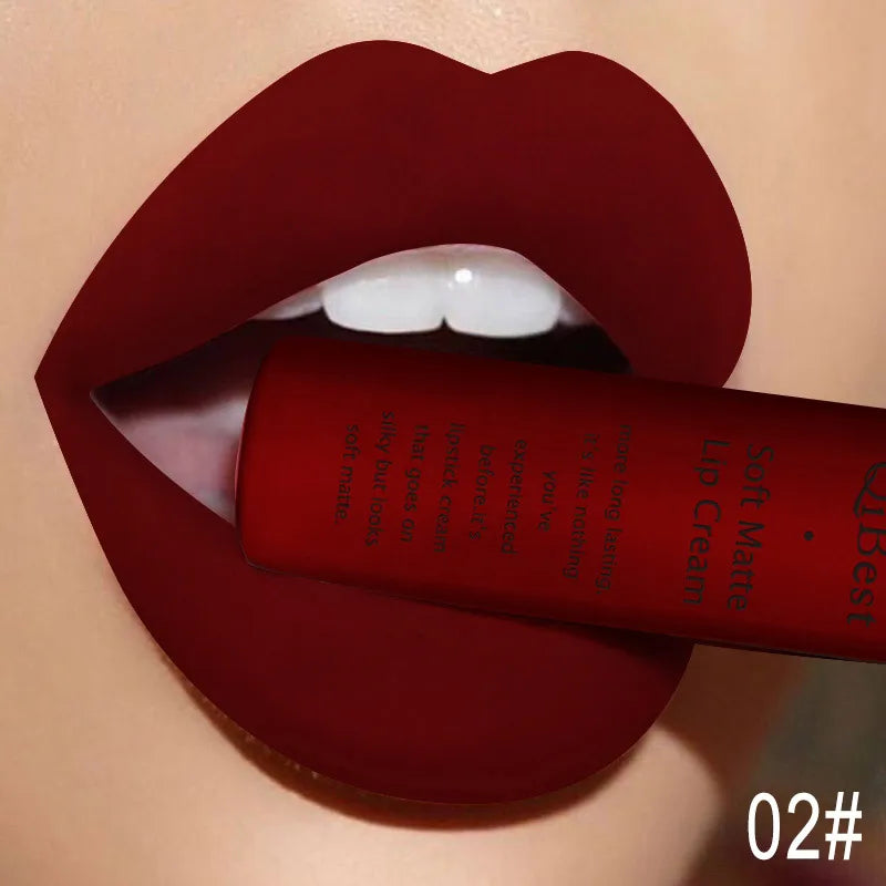 Lápiz labial líquido mate resistente al agua, brillo labial aterciopelado de larga duración, tubo mate nude, pigmento rojo, negro, maquillaje, lápices labiales cosméticos. 
