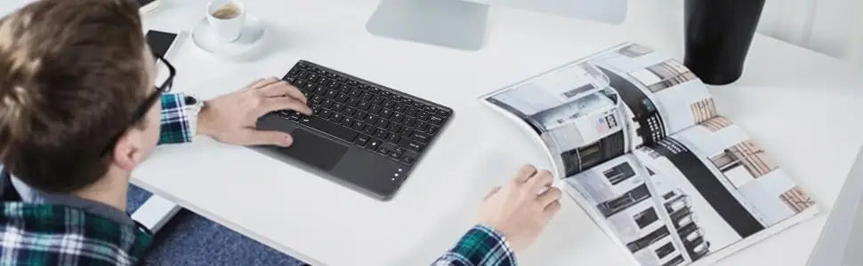 Wireless Backlit Bluetooth with Touchpad Ultra Slim 7-Colors Backlit Keyboard Portable Rechargeable Keyboard for ipad