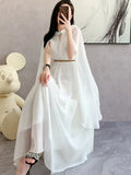 New Fashion Luxurry White Long Dress Women Sleeveless High-End Vintage Elegant Party Dresses Vestidos Female Clothing