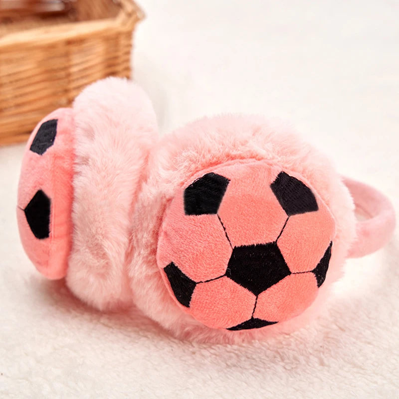 Kids Cute Children Football Earmuffs Winter Outdoor Travel Cold-proof Ear Caps Warmer Thickened Warm Ear Muffs for Baby Boy Girl