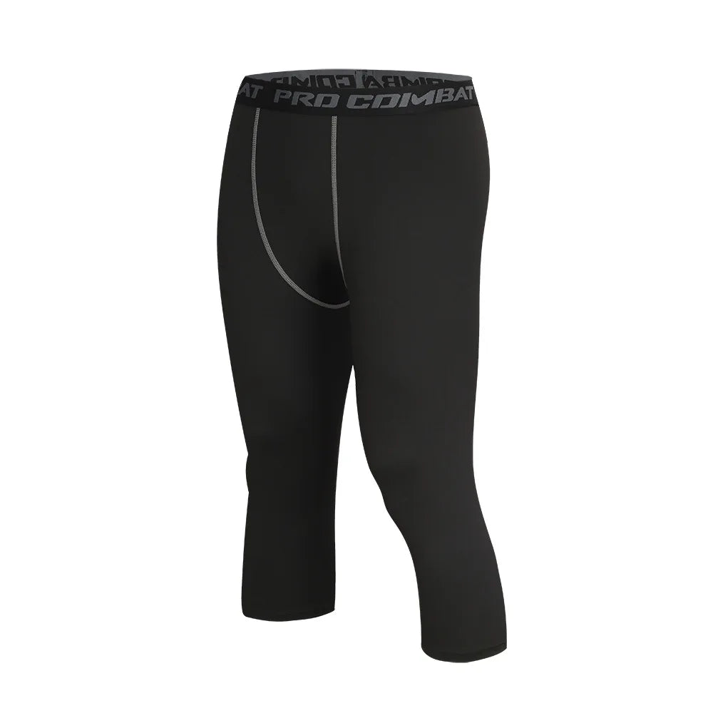 Basketball 7-point Tights Men's Sports Fitness Five-point White Training Pants Compressed High Elastic Quick-drying Leggings