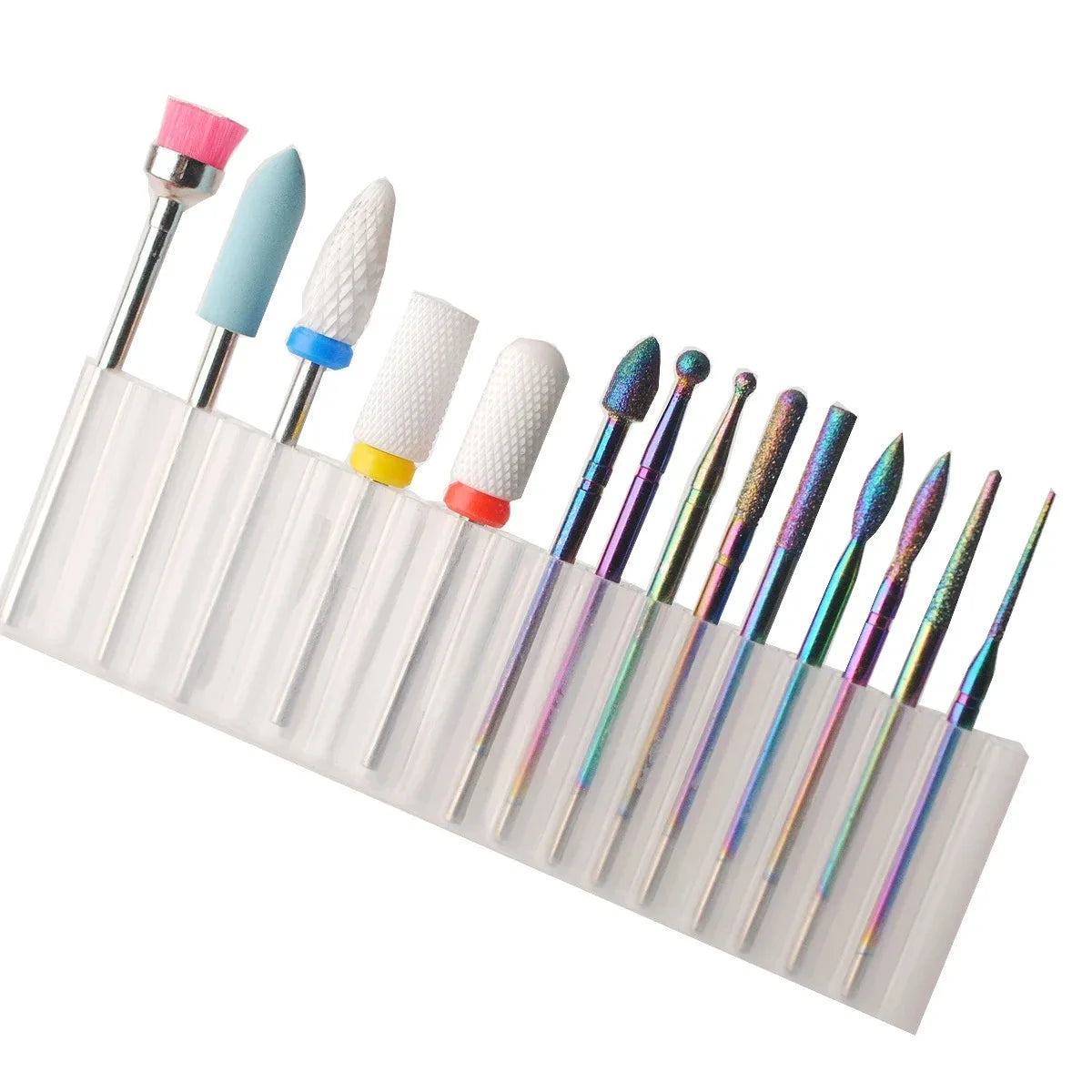 Juego de 13 brocas de cerámica profesionales para uñas, lima eléctrica para uñas de gel acrílico y cutículas.