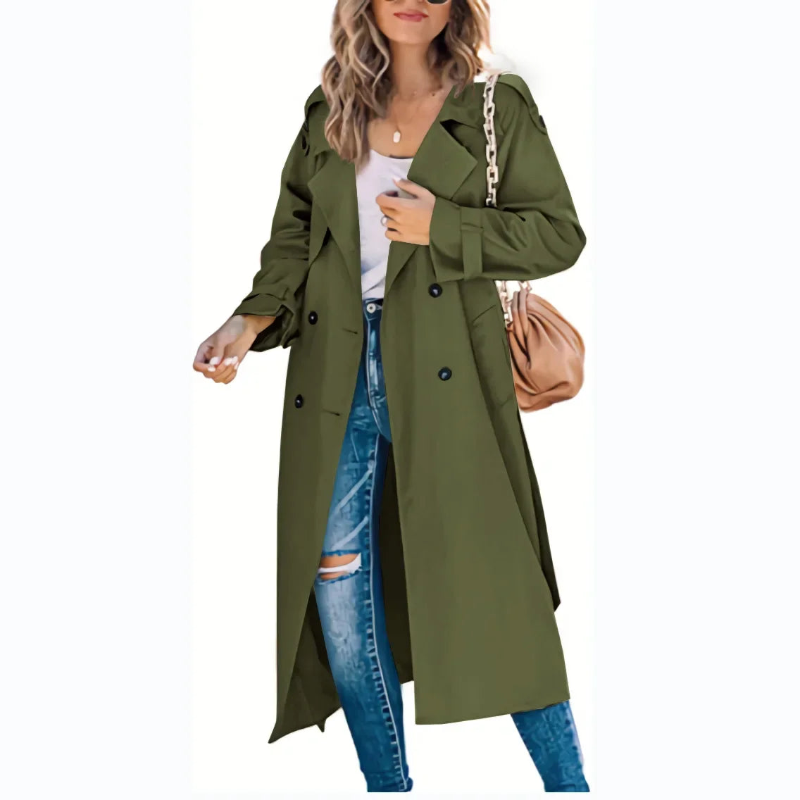Amazon Independent Station Cross-Border European and American Women's Winter and Autumn Coat Jacket Overcoat Plus Size Trench Co