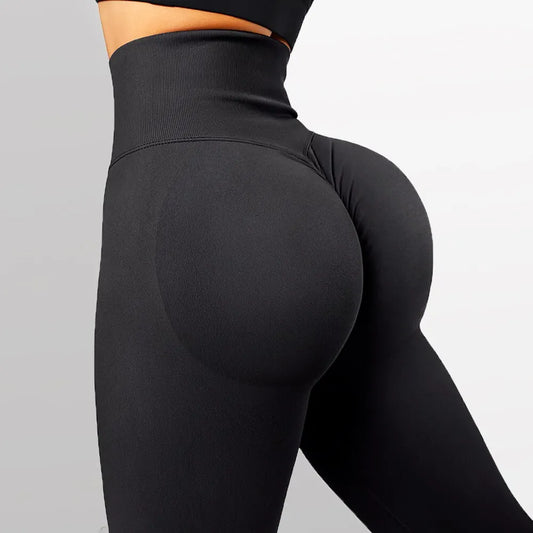 Pantalones de yoga de cintura alta para mujer, ajustados, de punto sin costuras, para fitness, gimnasio, color melocotón, 2023