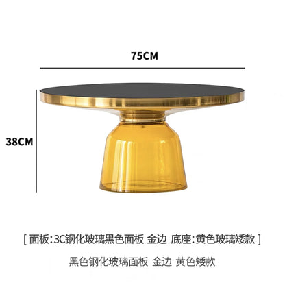 Artistic Glass Coffee Tables, Creative Design End Tables for Living Room , Stylish Accent Tea Table with Various Sizes & Colors