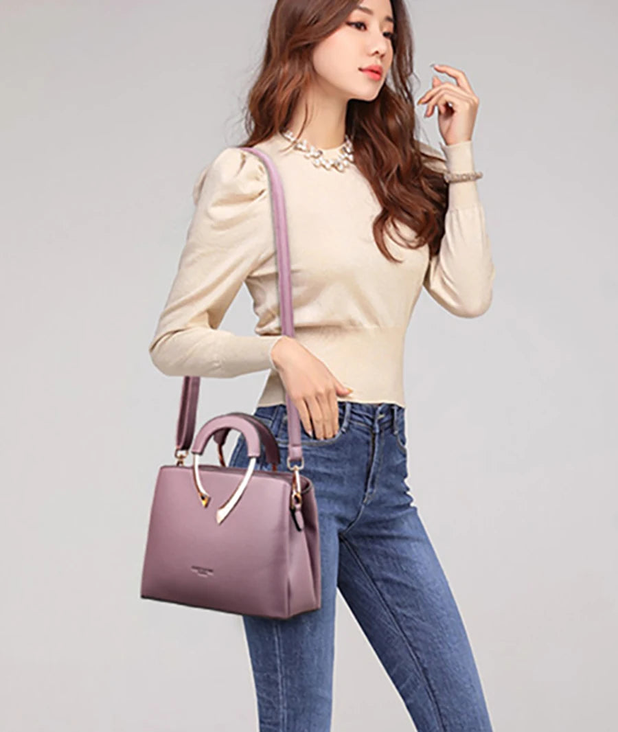2026 New Style Crossbody Bag Medium Mom Bag Lychee Pattern Large Soft PU Zipper Closure Daily Use Fashionable Ladies Handbag Sac