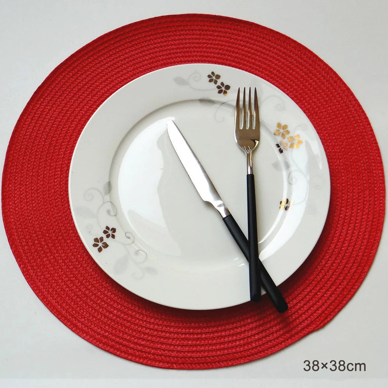 Round Placemats Set  Braided Circle Place Mat Washable Table Mats for Kitchen Dining Table Mixed Color Non-Slip Place mats