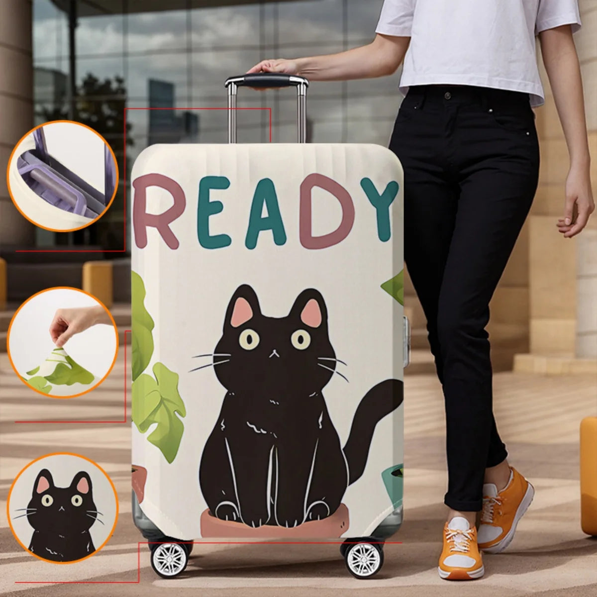 Luggage Protective Cover With Cartoon Print