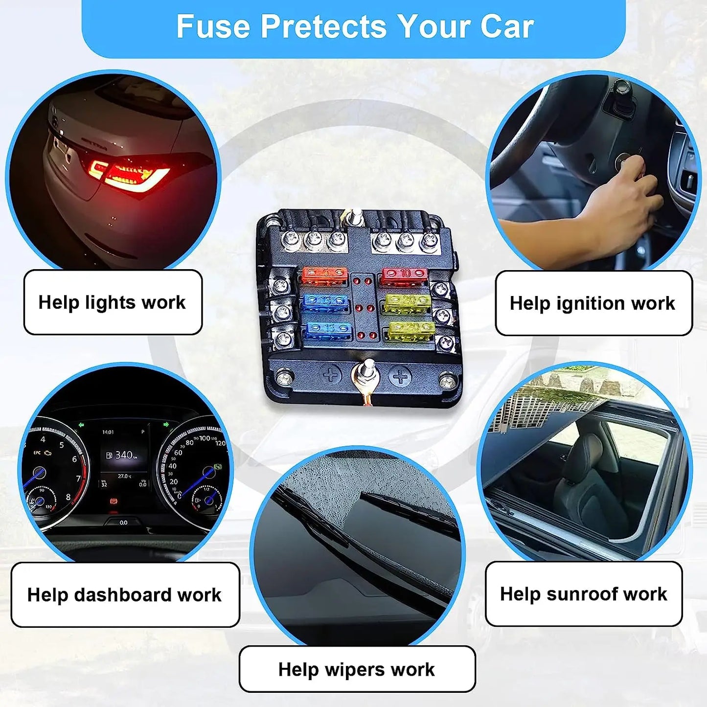 Kit sortido de fusíveis de carro 180 peças, 60 mini fusíveis de carro de lâmina + 60 fusíveis padrão automotivos + 60 micro fusíveis + extrator de fusível