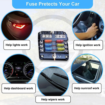 Kit sortido de fusíveis de carro 180 peças, 60 mini fusíveis de carro de lâmina + 60 fusíveis padrão automotivos + 60 micro fusíveis + extrator de fusível
