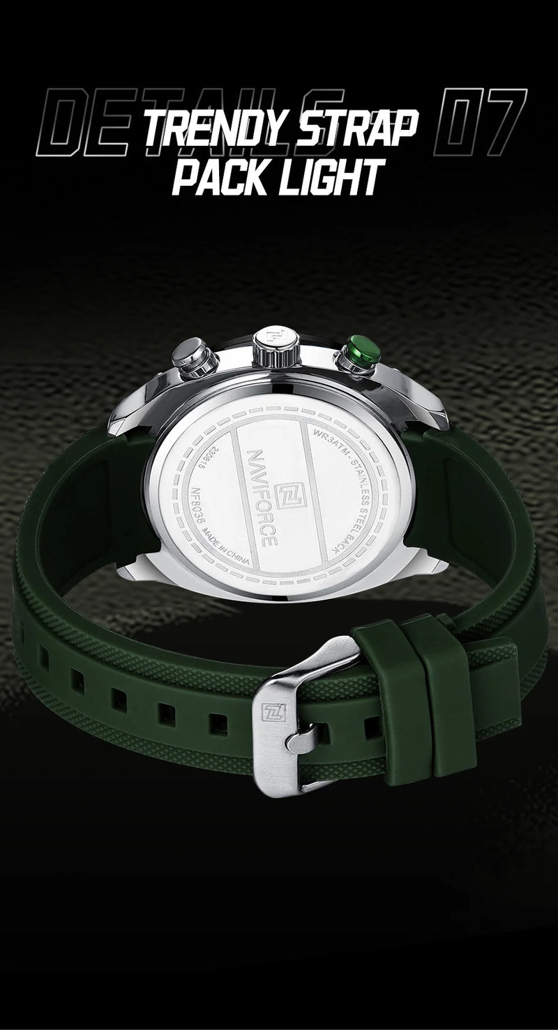 NAVIFORCE Sport Watch for Men Waterproof Quartz Wristwatch Chronograph Military Clock With Luminous Reloj Hombre Male Gift 2024