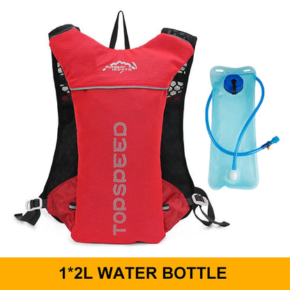 Mochila ultraligera de 5 l para correr en senderos al aire libre, chaleco de hidratación para correr, bolsa transpirable para ciclismo de maratón, botella de agua de 500 ml.